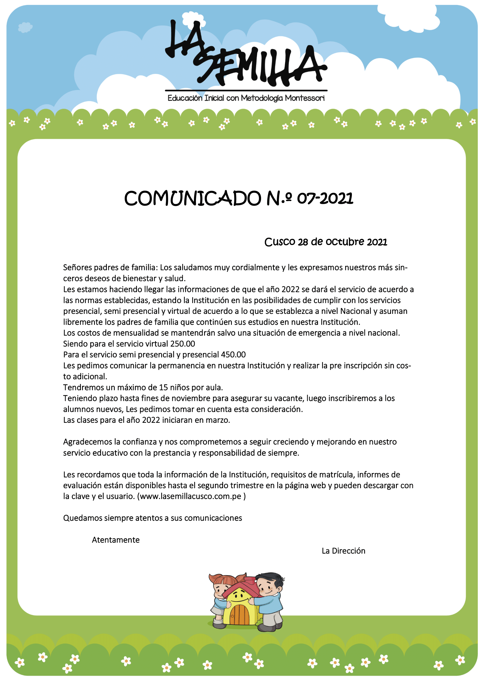 COMUNICADO DE SERVICIOS 2022